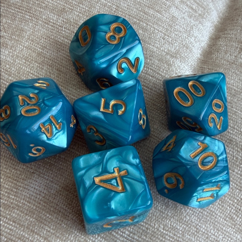 Turquoise Pearl RPG Dice Set